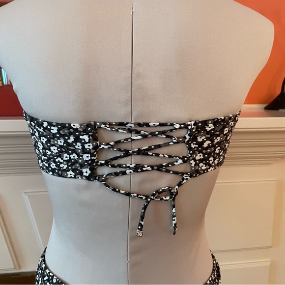 MICHAEL Michael Kors sz M floral print lace-up bandeau bikini & classic bottom - Picture 8 of 8